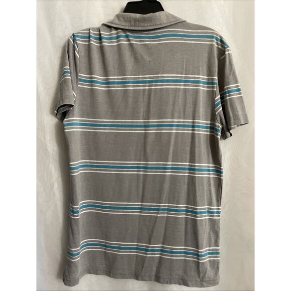 Machine Custom Co.‎ Mens Medium Short Sleeve Button Shirt Gray Blue White - Picture 4 of 5